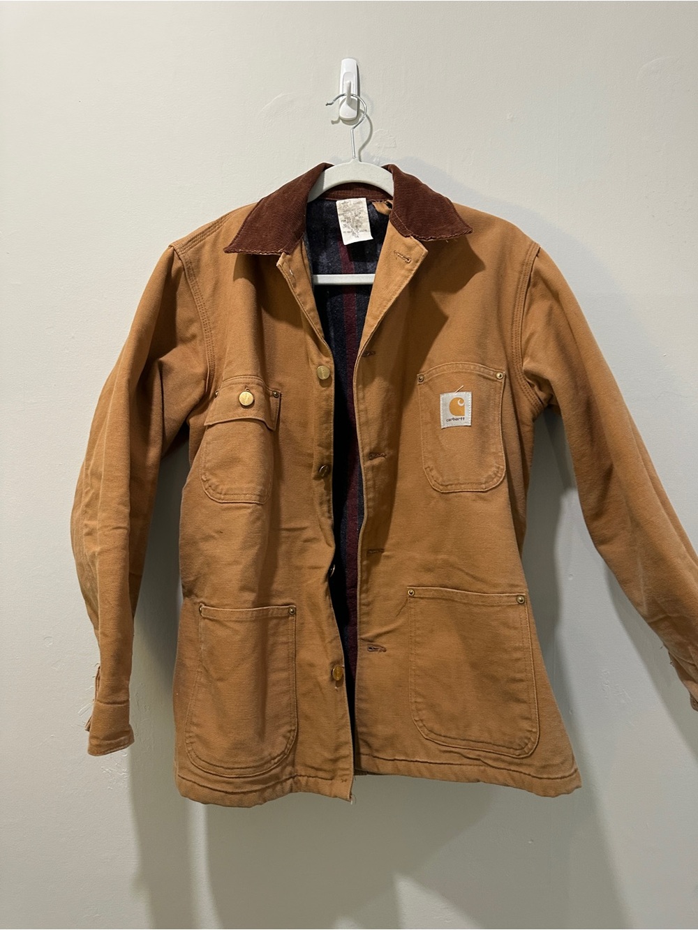 Vintage Carhartt Chore Coat with Corduroy Collar w/blanket lining